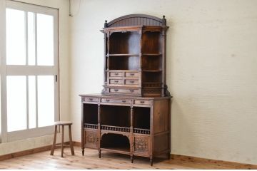 アンティーク家具　希少　明治後期〜大正時代　国産総栗造り　西洋風アンティークキャビネット