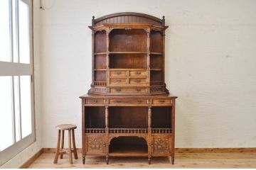 アンティーク家具　希少　明治後期〜大正時代　国産総栗造り　西洋風アンティークキャビネット