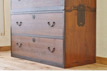 アンティーク家具　☆モダンな二段重ね時代箪笥