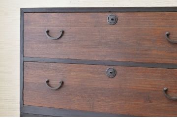 アンティーク家具　☆モダンな二段重ね時代箪笥