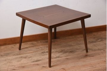 アンティーク家具　シンプルデザイン　天板欅材一枚板!おしゃれなサイドテーブル(カフェテーブル)