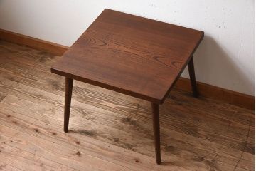 アンティーク家具　シンプルデザイン　天板欅材一枚板!おしゃれなサイドテーブル(カフェテーブル)