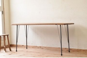 アンティーク家具　☆古い木の鉄脚アンティークテーブル(作業台、机)10
