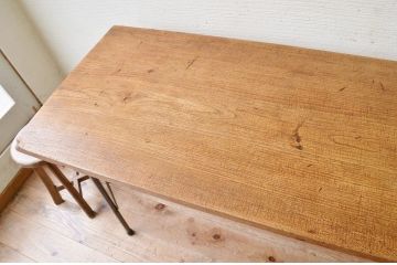 アンティーク家具　☆古い木の鉄脚アンティークテーブル(作業台、机)10