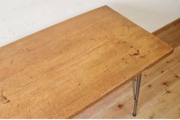 アンティーク家具　☆古い木の鉄脚アンティークテーブル(作業台、机)10