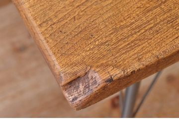 アンティーク家具　☆古い木の鉄脚アンティークテーブル(作業台、机)10