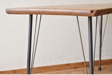 アンティーク家具　☆古い木の鉄脚アンティークテーブル(作業台、机)10