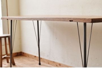 アンティーク家具　☆古い木の鉄脚アンティークテーブル(作業台、机)10