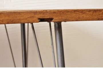 アンティーク家具　☆古い木の鉄脚アンティークテーブル(作業台、机)10