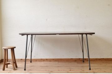 アンティーク家具　古い木の鉄脚アンティークテーブル(作業台、机)13