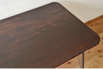 アンティーク家具　古い木の鉄脚アンティークテーブル(作業台、机)13