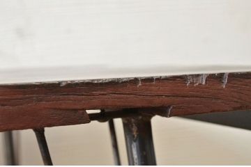 アンティーク家具　古い木の鉄脚アンティークテーブル(作業台、机)13