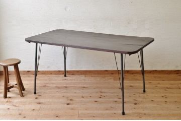 アンティーク家具　古い木の鉄脚アンティークテーブル(作業台、机)13