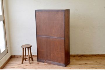 アンティーク家具　和製アンティーク　結霜ガラス!古い木の大振りな本箱(ブックケース)