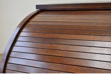 アンティーク家具　古いナラ材のアンティークロールトップデスク(蛇腹、机、在宅ワーク、在宅用)
