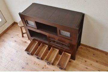 アンティーク家具　古民具　骨董　味の良い四尺水屋箪笥「角カット有」2(食器棚、収納棚)