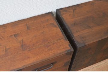アンティーク家具　明治時代　観音開き二段重ね時代箪笥