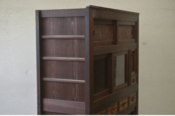 アンティーク家具　古民具　骨董　明治〜大正　黒柿と欅玉杢の上品な水屋箪笥