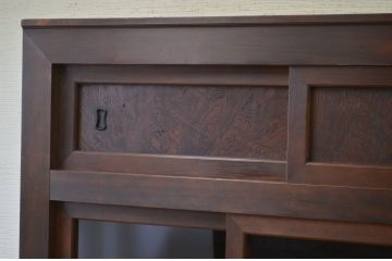 アンティーク家具　古民具　骨董　明治〜大正　黒柿と欅玉杢の上品な水屋箪笥