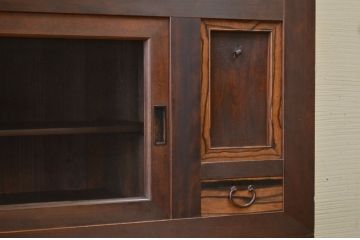 アンティーク家具　古民具　骨董　明治〜大正　黒柿と欅玉杢の上品な水屋箪笥