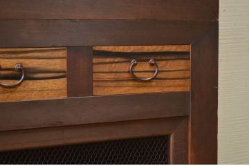 アンティーク家具　古民具　骨董　明治〜大正　黒柿と欅玉杢の上品な水屋箪笥