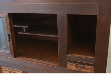 アンティーク家具　古民具　骨董　明治〜大正　黒柿と欅玉杢の上品な水屋箪笥
