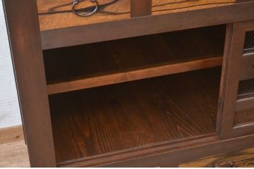 アンティーク家具　古民具　骨董　明治〜大正　黒柿と欅玉杢の上品な水屋箪笥