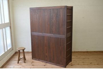 アンティーク家具　古民具　骨董　明治〜大正　黒柿と欅玉杢の上品な水屋箪笥