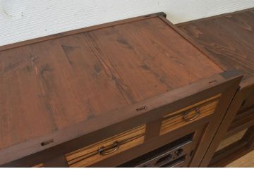 アンティーク家具　古民具　骨董　明治〜大正　黒柿と欅玉杢の上品な水屋箪笥