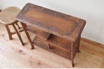 アンティーク家具　高級品!古い日光彫りの組み立て式飾り棚