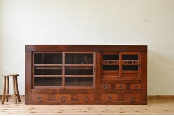 アンティーク家具　古い木の水屋箪笥サイドボード