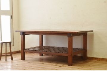 アンティーク家具　重厚!!天板がナラ材の骨太作業台1(ダイニングテーブル)