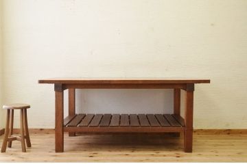 アンティーク家具　重厚!!天板がナラ材の骨太作業台1(ダイニングテーブル)