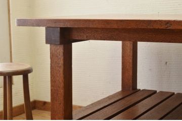 アンティーク家具　重厚!!天板がナラ材の骨太作業台1(ダイニングテーブル)