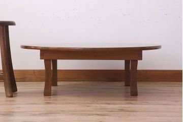 アンティーク家具　古いブナ材製　大ぶりなアンティーク丸ちゃぶ台