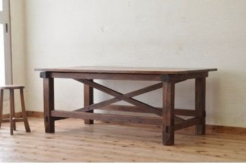 アンティーク家具　素敵な雰囲気!古い工場の小振りな作業台(テーブル)