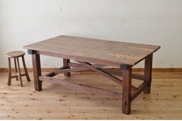 アンティーク家具　素敵な雰囲気!古い工場の小振りな作業台(テーブル)