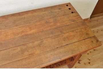 アンティーク家具　重厚!天板ナラ材の骨太作業台1(カウンターテーブル)