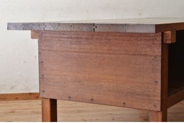 アンティーク家具　重厚!天板ナラ材の骨太作業台1(カウンターテーブル)
