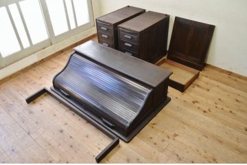 アンティーク家具　大正〜昭和初期　国産　アンティークロールトップデスク