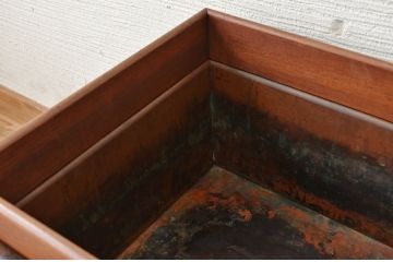 アンティーク雑貨　古い欅材の玉杢長火鉢