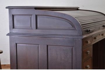 アンティーク家具　国産　昭和初期ナラ材アンティークロールトップデスク