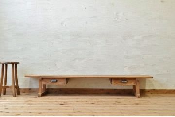 アンティーク家具　古い木味のアンティークテーブル(作業台・机・裁ち板)