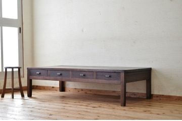 アンティーク家具　大きな引き出し付きアンティーク作業台(ダイニングテーブル、机)