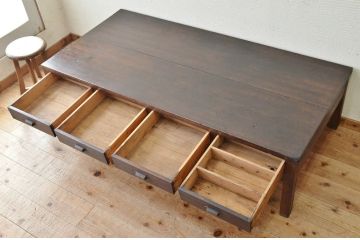 アンティーク家具　大きな引き出し付きアンティーク作業台(ダイニングテーブル、机)