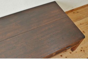 アンティーク家具　大きな引き出し付きアンティーク作業台(ダイニングテーブル、机)