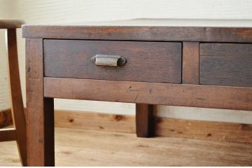 アンティーク家具　大きな引き出し付きアンティーク作業台(ダイニングテーブル、机)