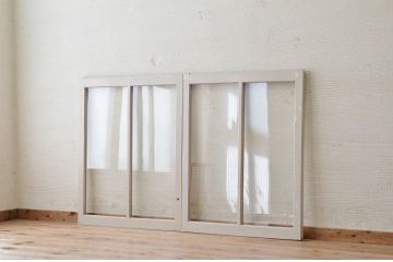 アンティークペイント引き戸(ガラス戸)2枚セット1