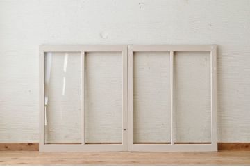 アンティークペイント引き戸(ガラス戸)2枚セット1
