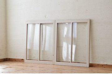 アンティークペイント引き戸(ガラス戸)2枚セット2